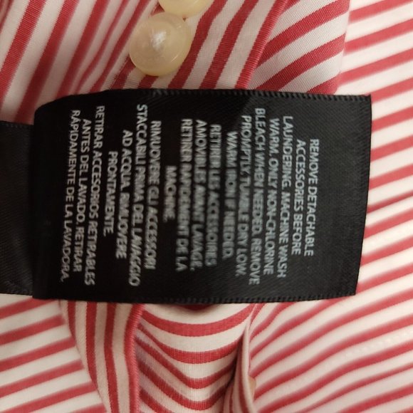 Ralph Lauren Mens 15 32/33 Shirt Black Label Button Up Red Stripe Slim Festive - Picture 11 of 11